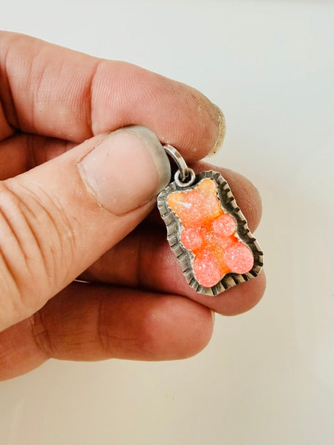 Orange Gummy Bear charm in sterling