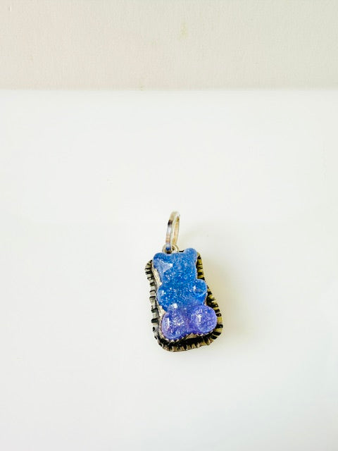 lavender/blue gummy bear charm in sterling