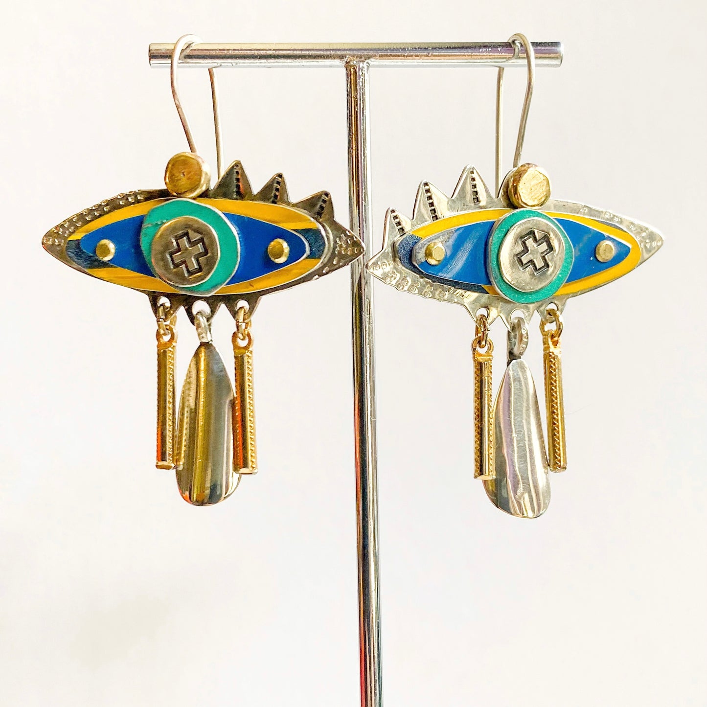 Silver eye earrings