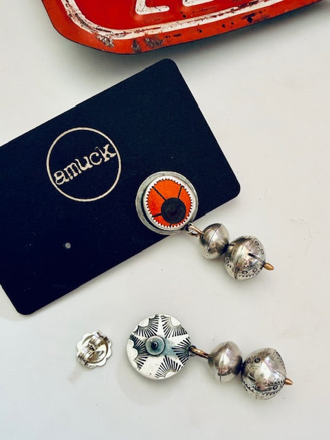 Sterling beads and Found Object earrings