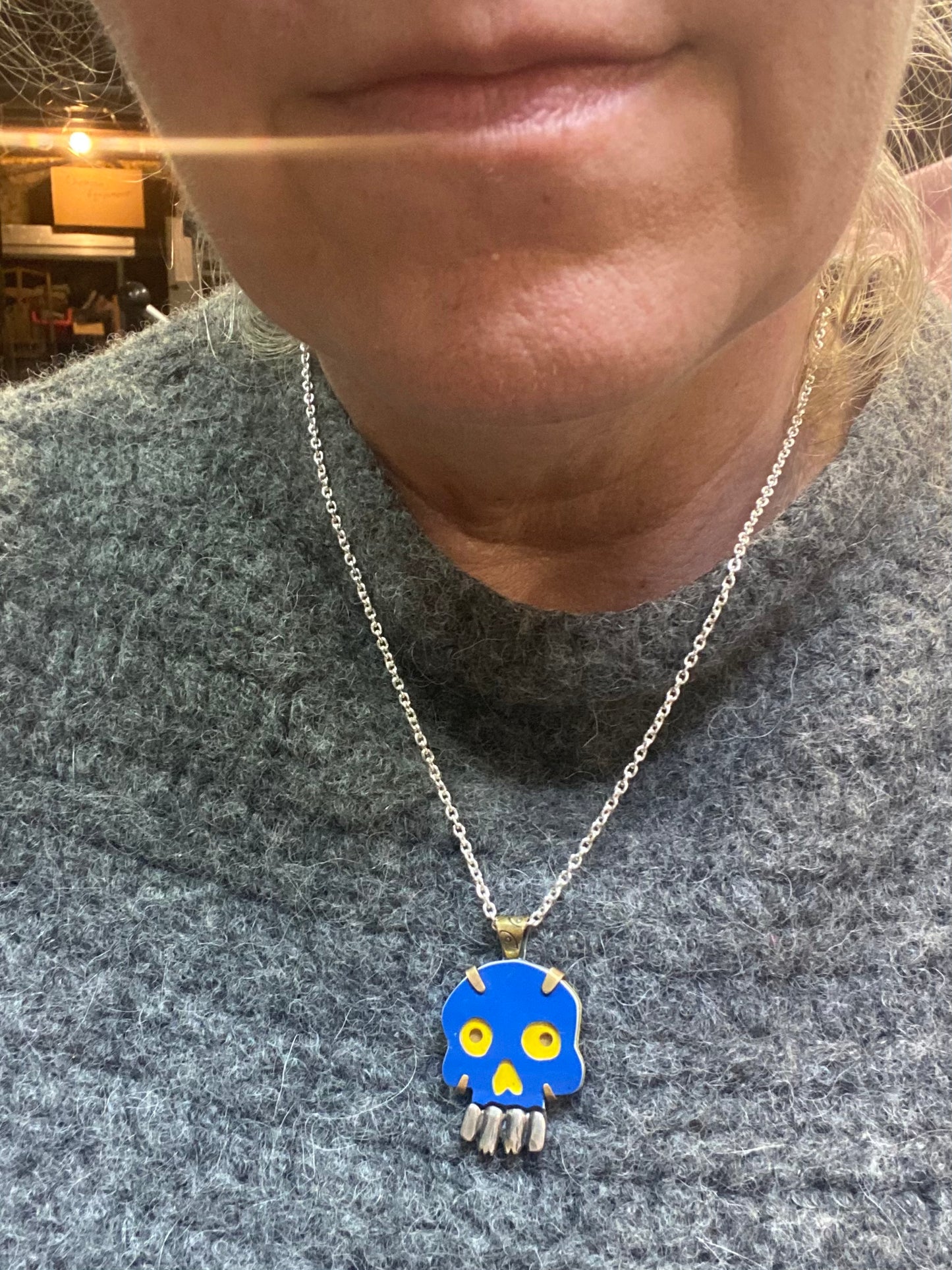 Blue skull pendant