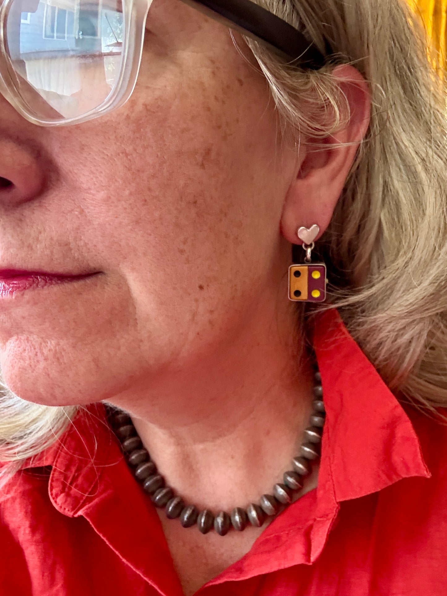 Dice Splice #2 earrings- found object earrings with sterling