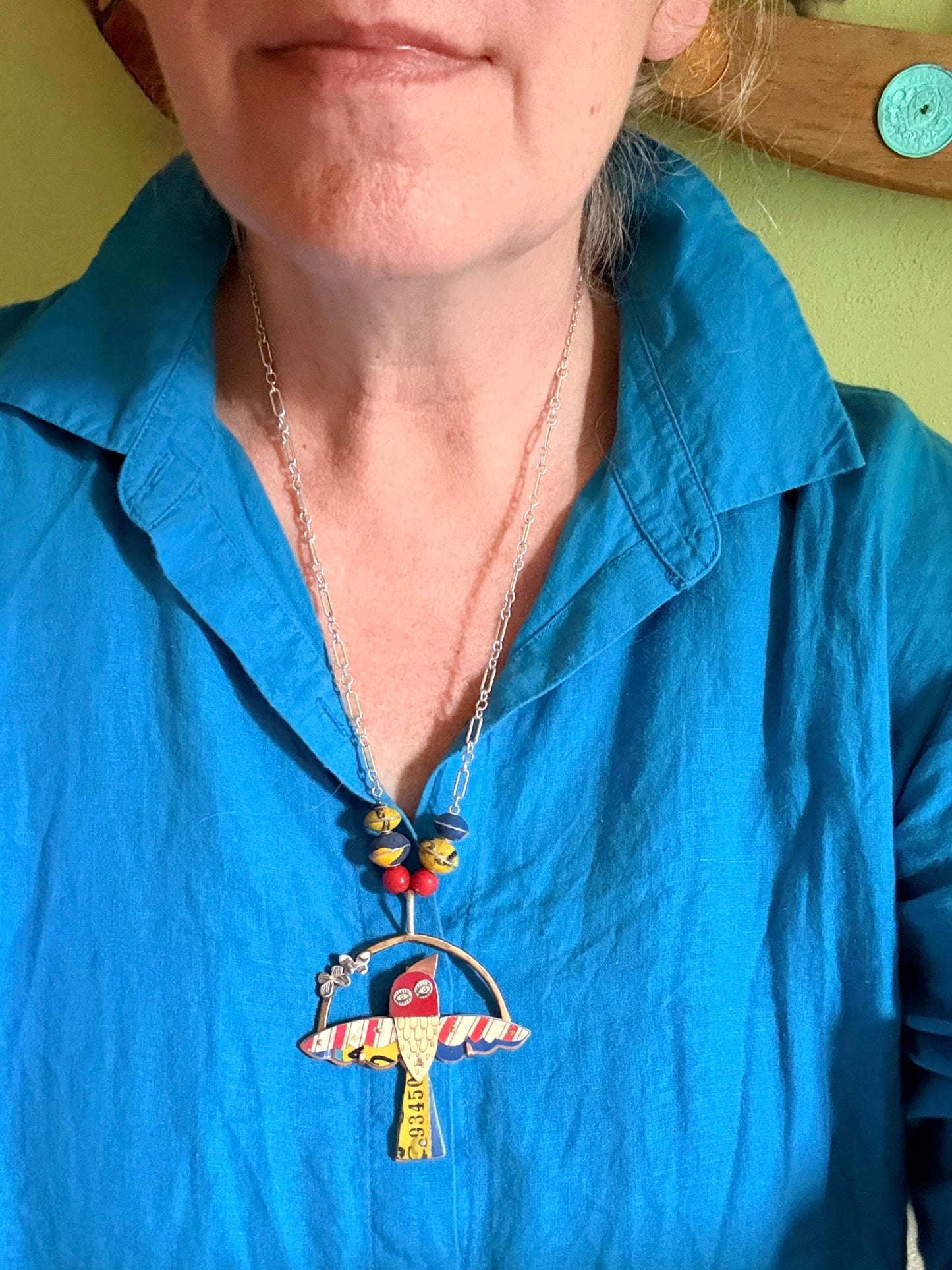 Big Top bird necklace with beads