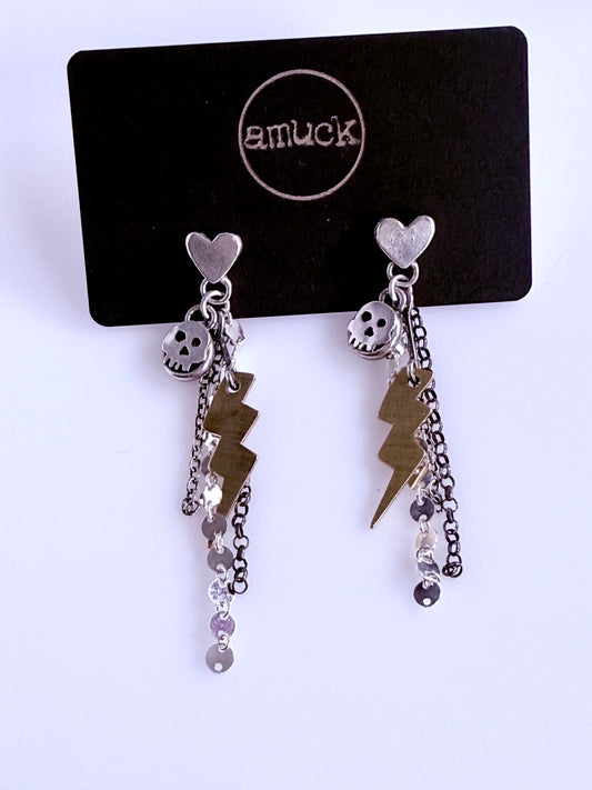 Hearts and bolts earrings