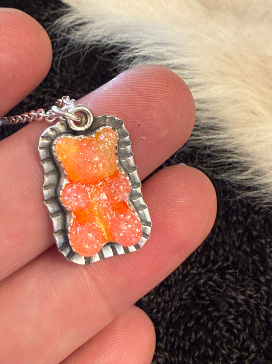 Orange gummy bear necklace