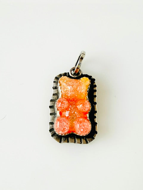 Orange Gummy Bear charm in sterling