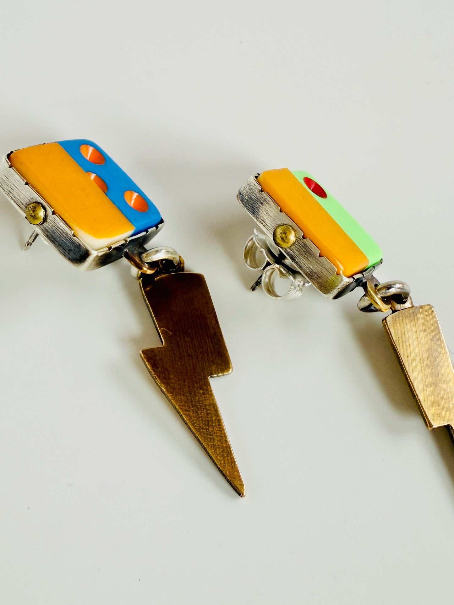 Dice Splice #3 earrings- found object earrings with sterling