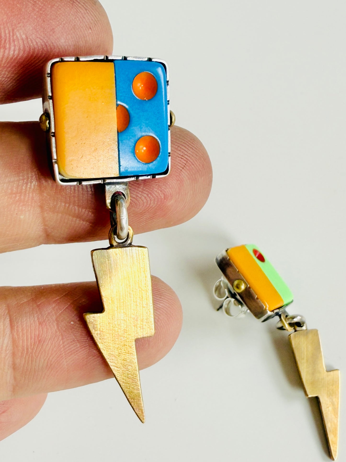 Dice Splice #3 earrings- found object earrings with sterling