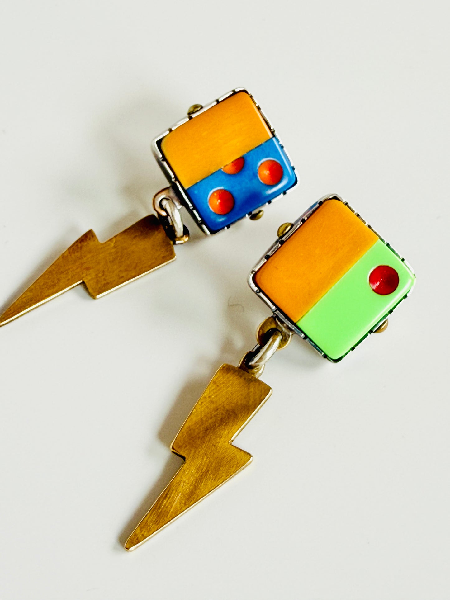 Dice Splice #3 earrings- found object earrings with sterling