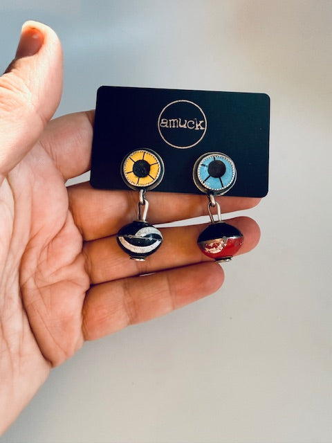 License plate bead earrings