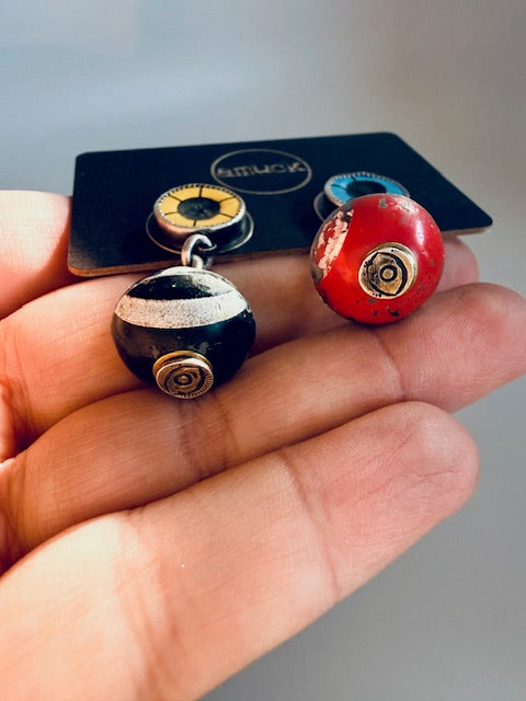 License plate bead earrings