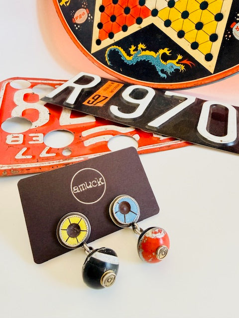 License plate bead earrings