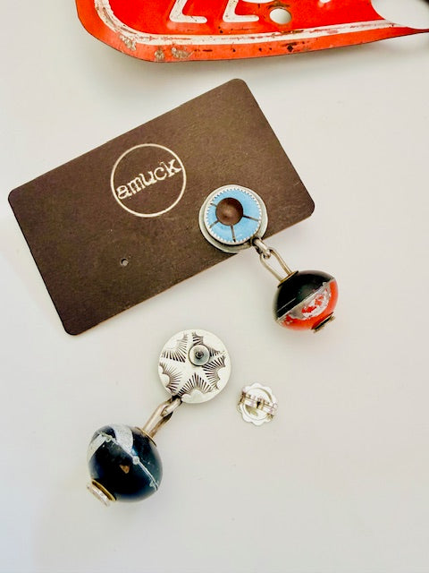 License plate bead earrings