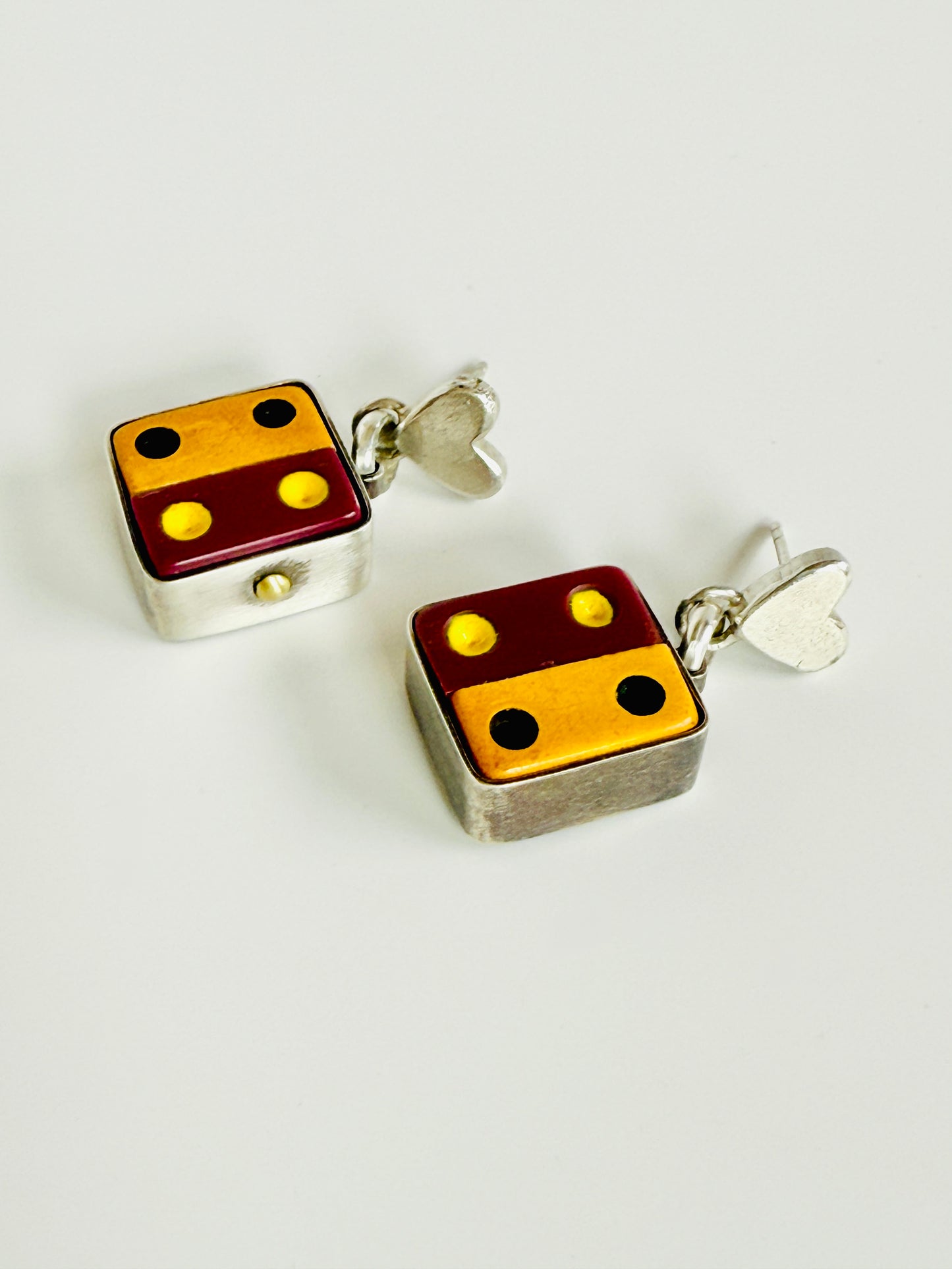 Dice Splice #2 earrings- found object earrings with sterling