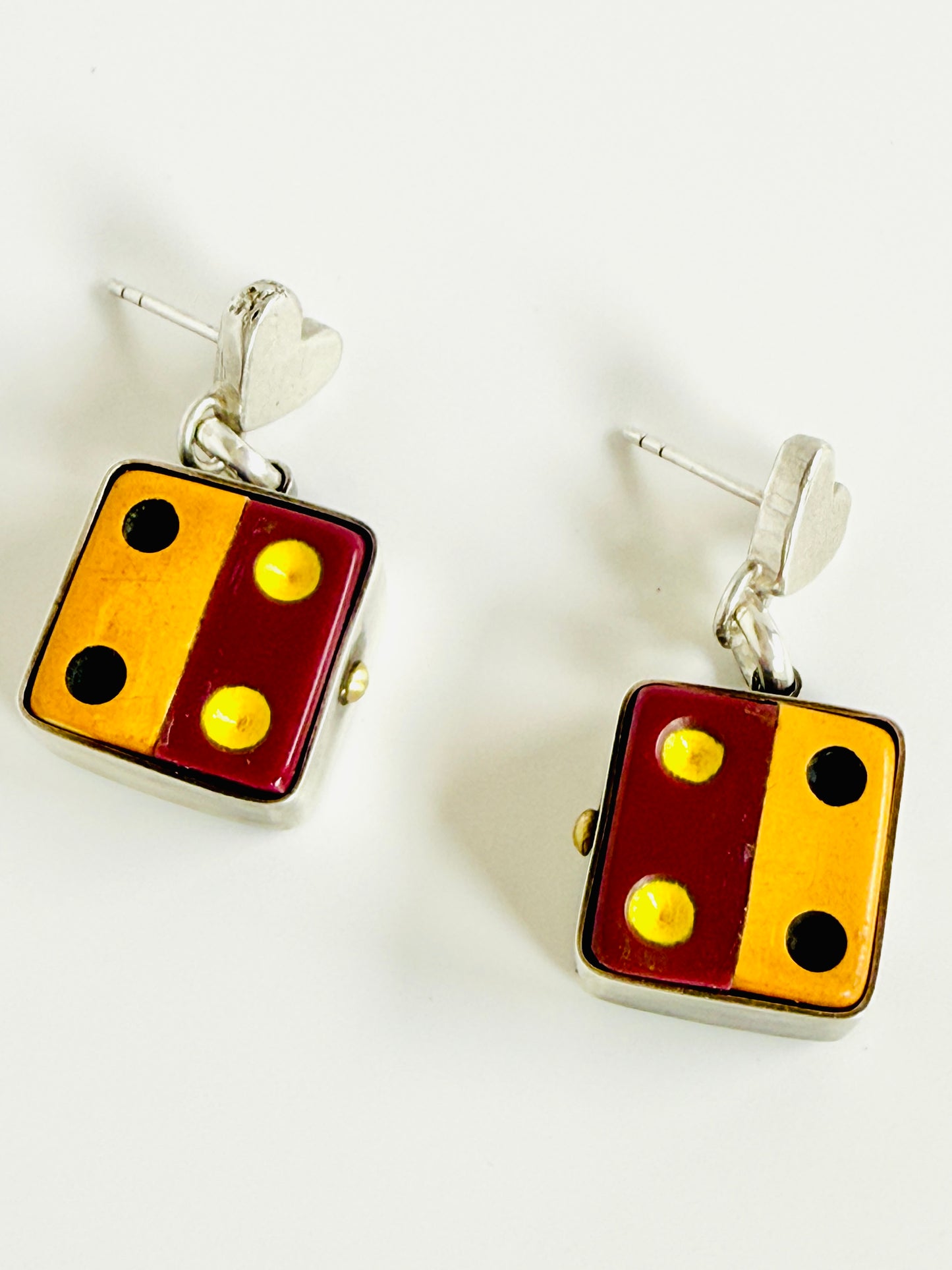Dice Splice #2 earrings- found object earrings with sterling