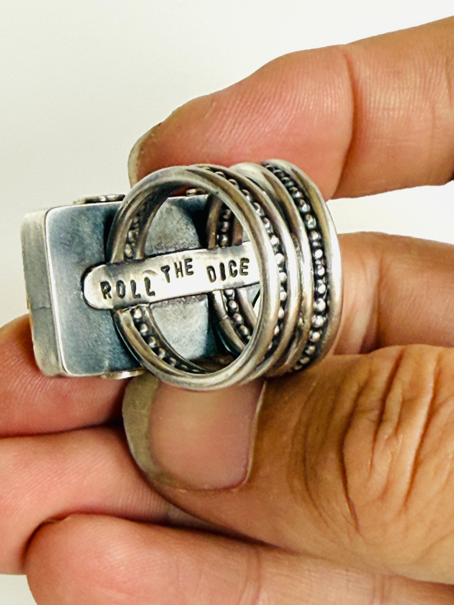 Roll the Dice ring- found object/sterling statement ring