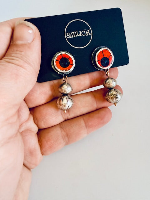 Sterling beads and Found Object earrings