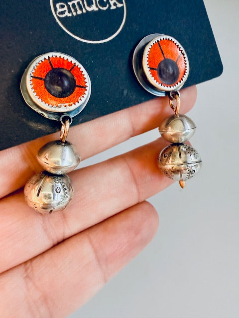 Sterling beads and Found Object earrings