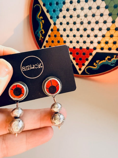 Sterling beads and Found Object earrings