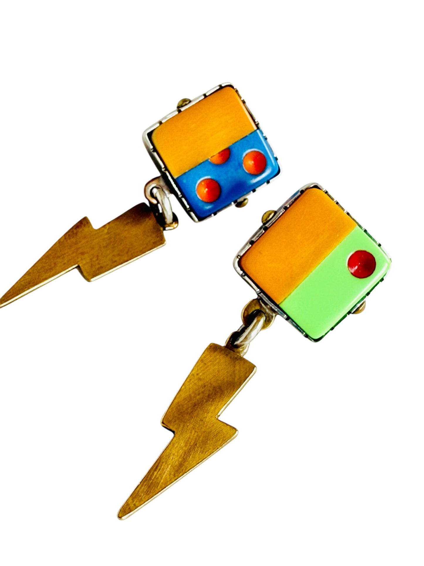 Dice Splice #3 earrings- found object earrings with sterling