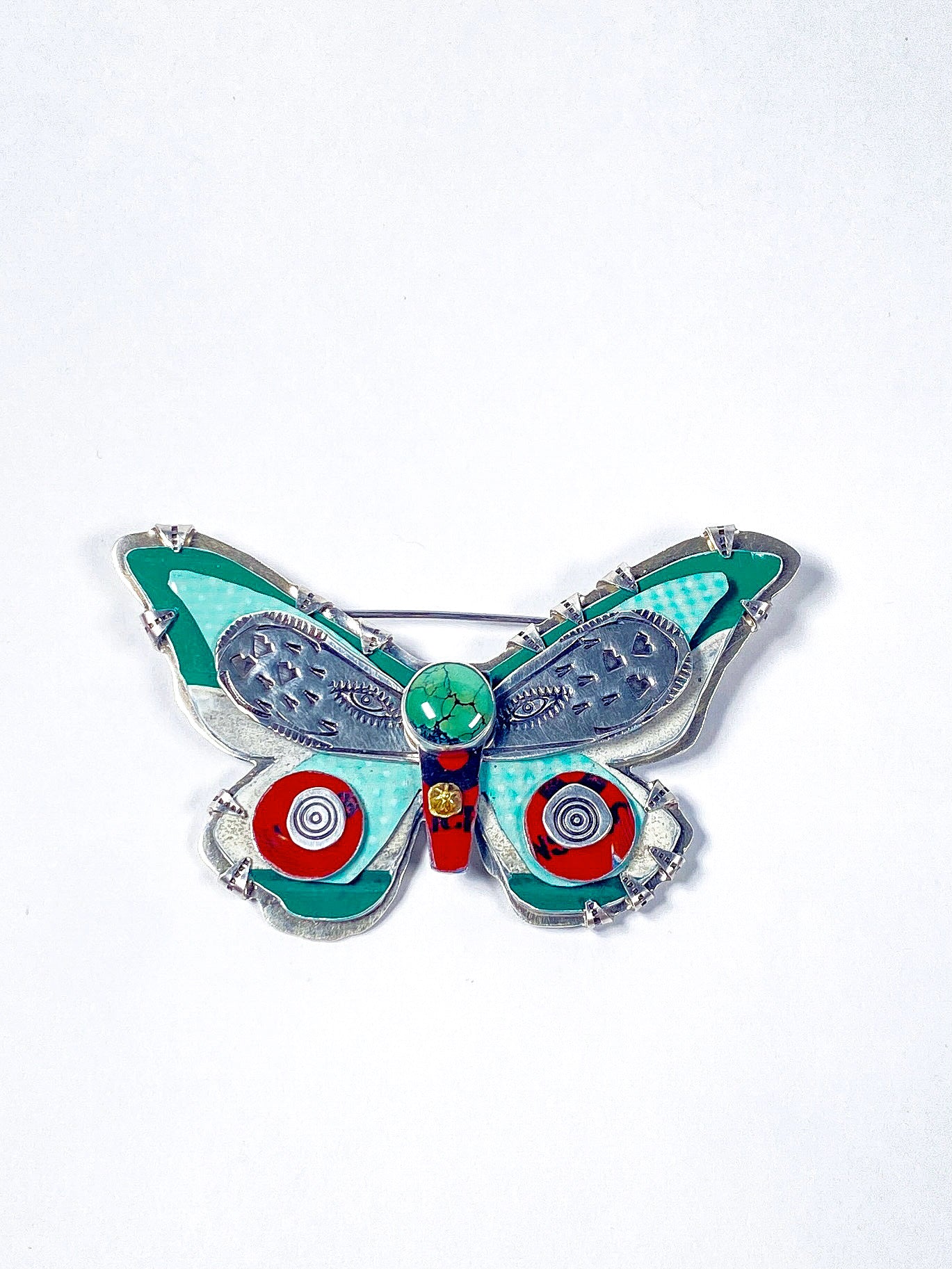 Green Lucky Moth brooch